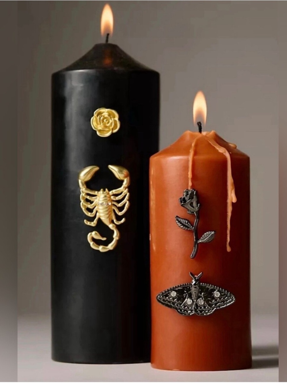 ANTHROPOLOGIE NWT 4pc candle pin charms -scorpion, flowers, moth